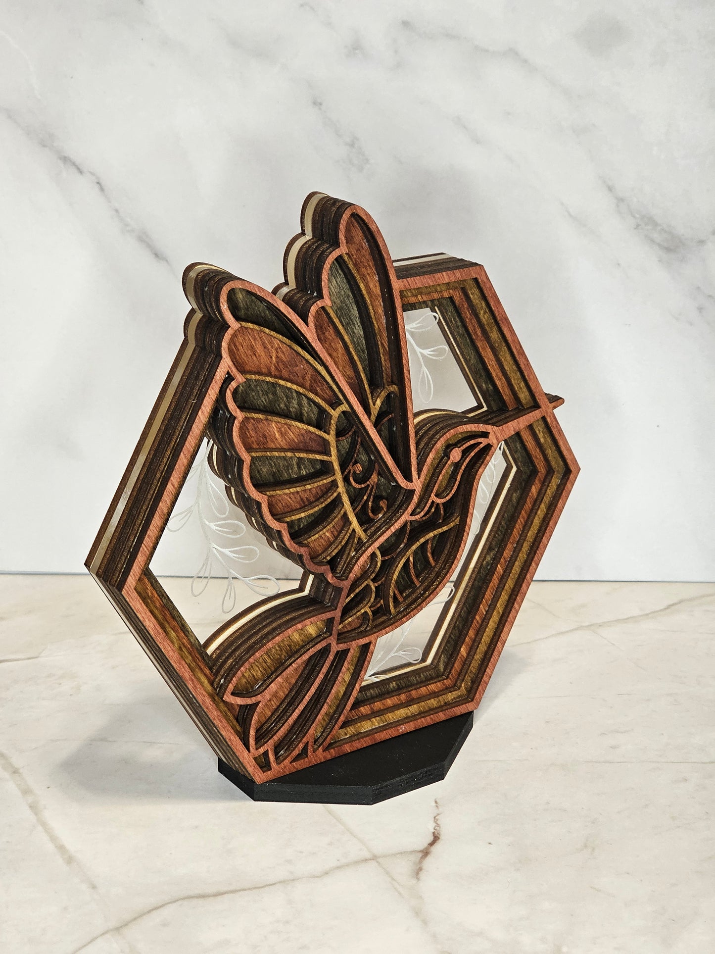 Hummingbird Hexagon Shadow Box