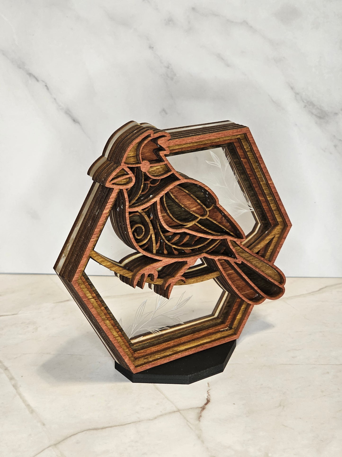 Cardinal Hexagon Shadow Box