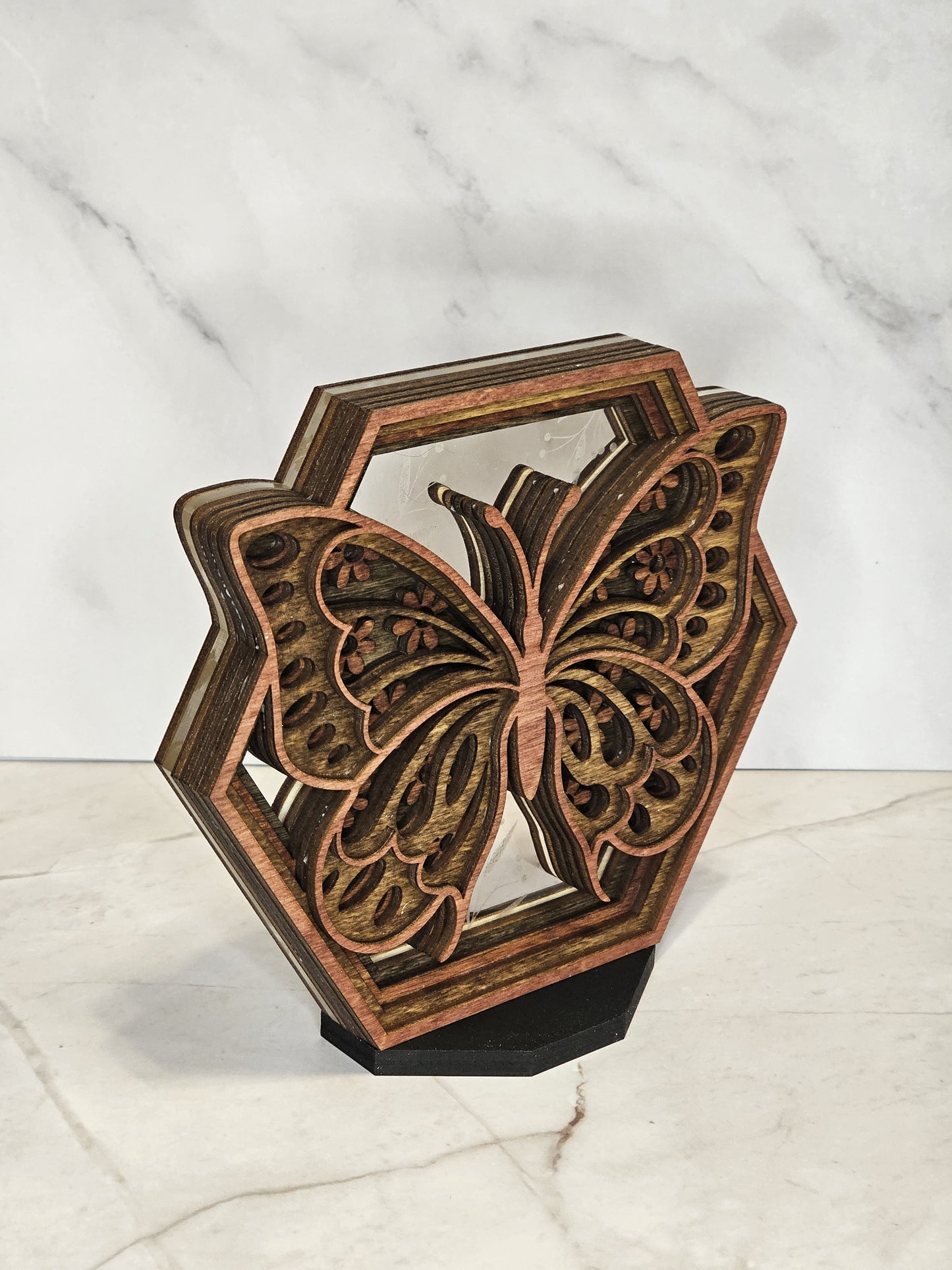 Butterfly Hexagon Shadow Box