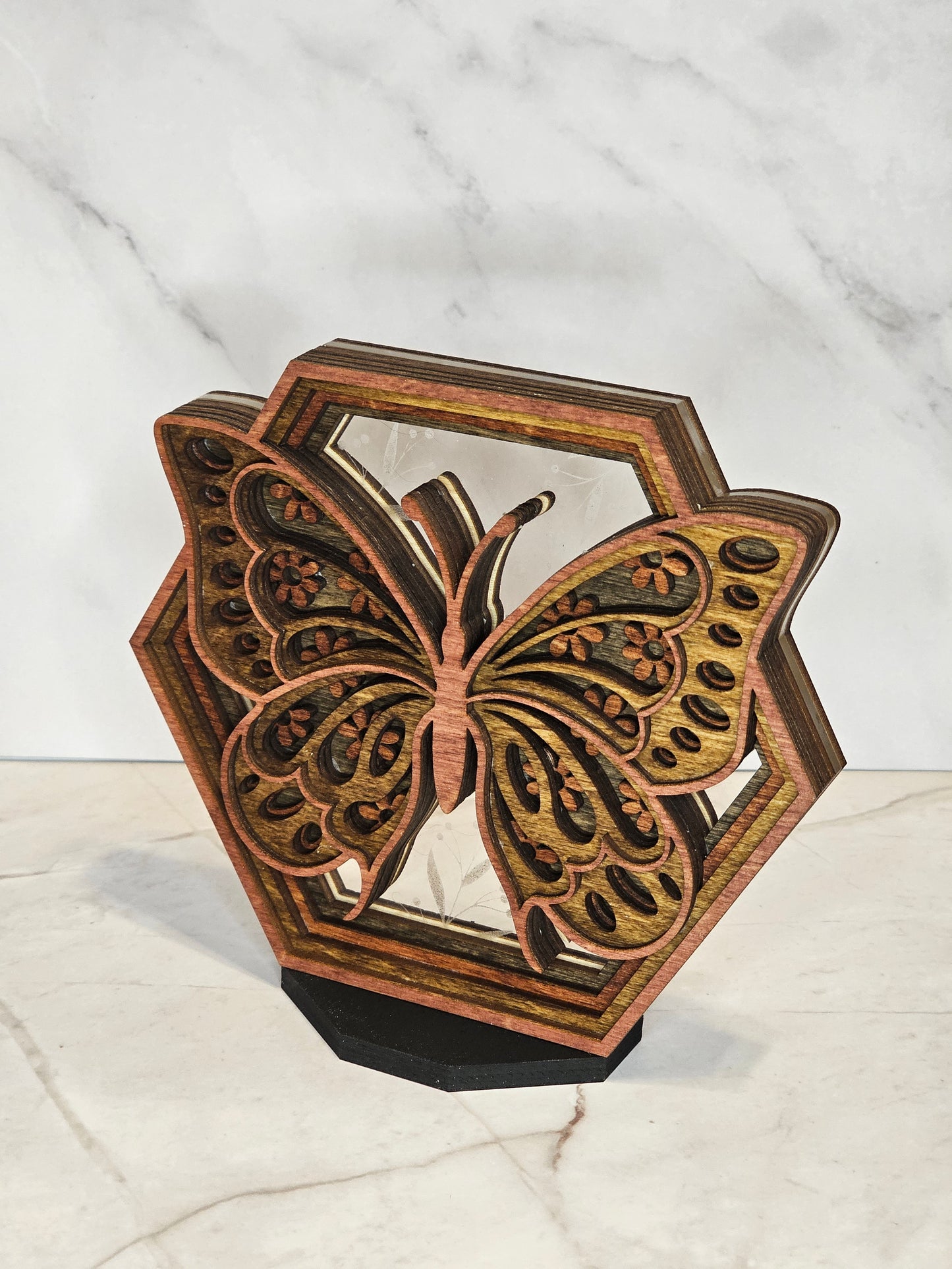 Butterfly Hexagon Shadow Box