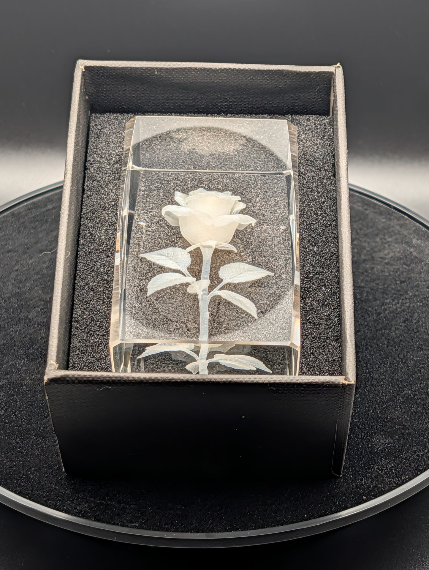 The Eternal Bloom: 3D Laser-Engraved Crystal Rose